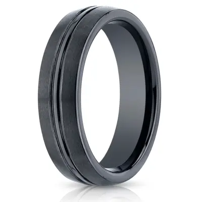 Ceramic 6mm Comfort-Fit Satin-Finished Design Ring