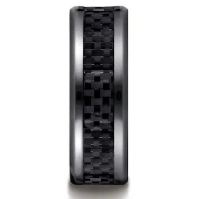 Black Titanium 8mm Comfort-Fit Carbon Fiber Inlay Design Ring alternate view