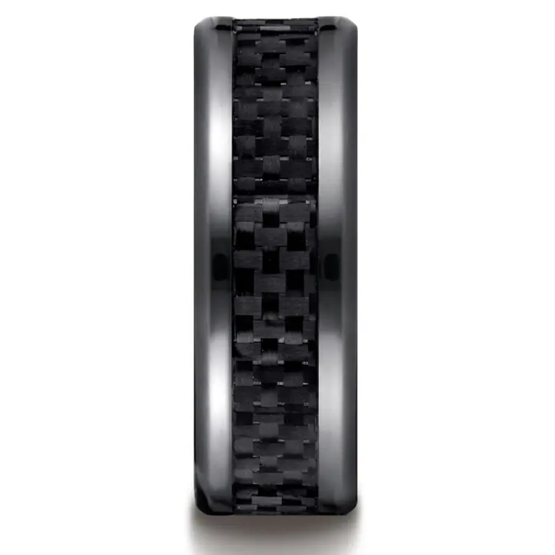 black titanium Black Titanium 8mm Comfort-Fit Carbon Fiber Inlay Design Ring - alternate view 2