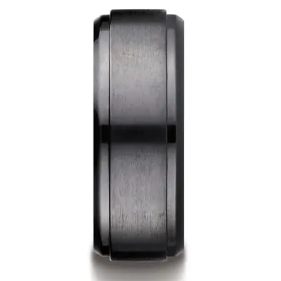 Black Titanium 9mm Comfort-Fit Satin-Finished Stair-Step Edge Design Ring alternate view
