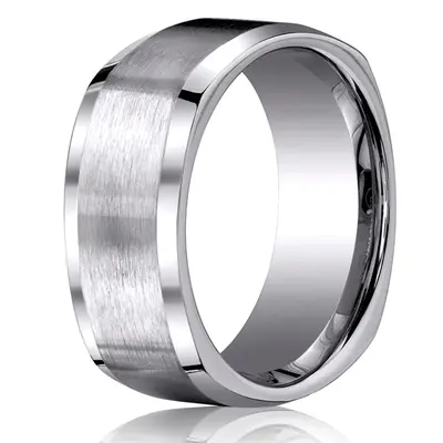 Titanium 9mm Comfort-Fit Satin-Finished Four-Sided Design Ring