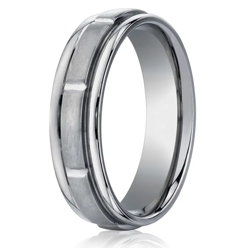 titanium Titanium 6mm Comfort-Fit Satin-Finished Round Edge Sectional Design Ring - main view