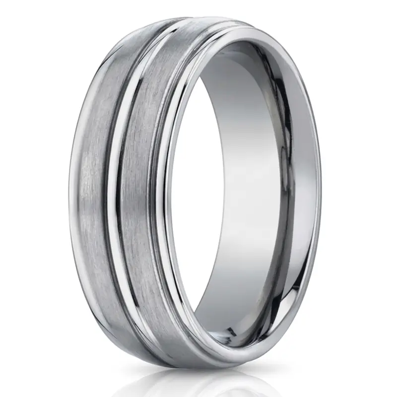 titanium Titanium 8mm Comfort-Fit Satin-Finished Round Edge Design Ring - main view
