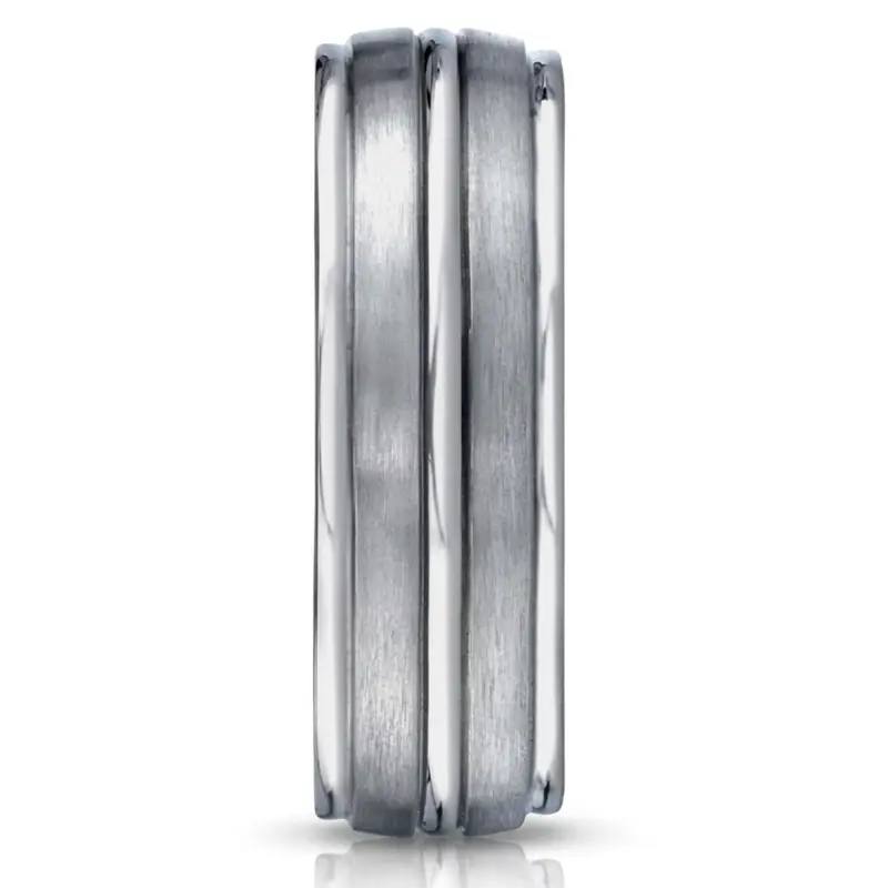 titanium Titanium 8mm Comfort-Fit Satin-Finished Round Edge Design Ring - alternate view 2