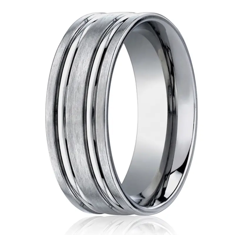titanium Titanium 8mm Comfort-Fit Satin-Finished Concaved Cuts Design Ring - main view