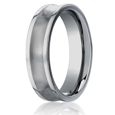Titanium 6mm Comfort-Fit Satin-Finished Concave Design Ring - view 1 of 2