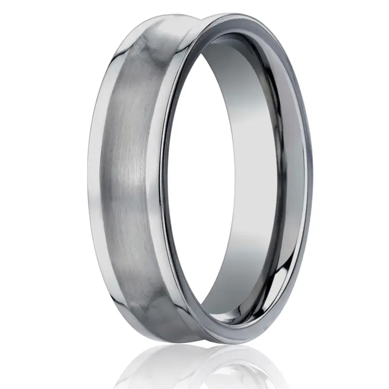 titanium Titanium 6mm Comfort-Fit Satin-Finished Concave Design Ring - main view