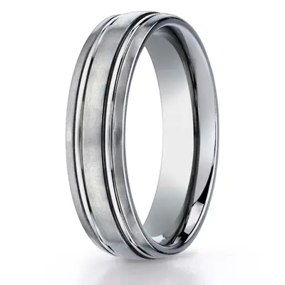 Titanium 6mm Comfort-Fit Satin-Finished Design Ring - view 1 of 2