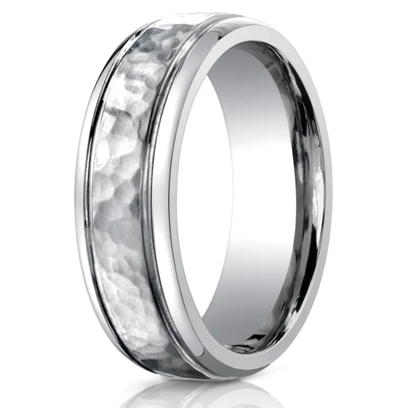 titanium Titanium 7mm Comfort-Fit Hammered-Finished Design Ring - main view
