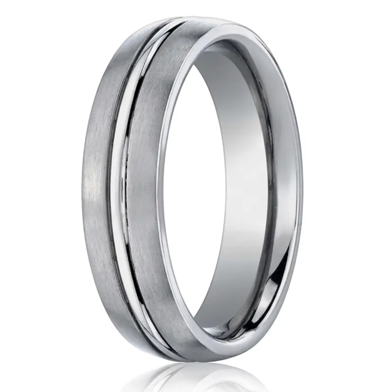 titanium Titanium 6mm Comfort-Fit Satin-Finished Center Concaved Cut Design Ring - main view