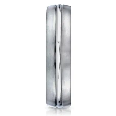 Titanium 6mm Comfort-Fit Satin-Finished Center Concaved Cut Design Ring - view 2 of 2