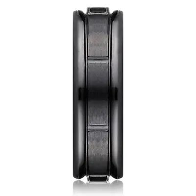 Black Titanium 7mm Comfort-Fit Satin-Finished Round Edge Design Ring alternate view