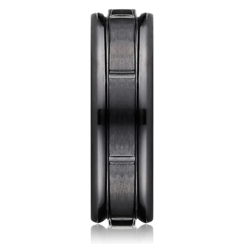 black titanium Black Titanium 7mm Comfort-Fit Satin-Finished Round Edge Design Ring - alternate view 2