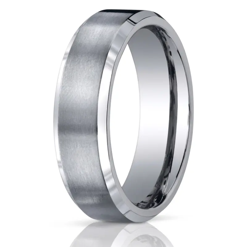 titanium Titanium 7mm Comfort-Fit Satin-Finished Beveled Edge Design Ring - main view