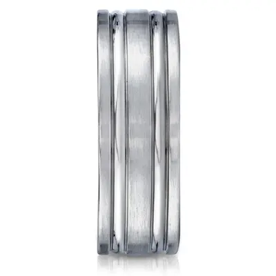 Titanium 8mm Comfort-Fit Satin-Finished Concaved Cuts Design Ring - view 2 of 2