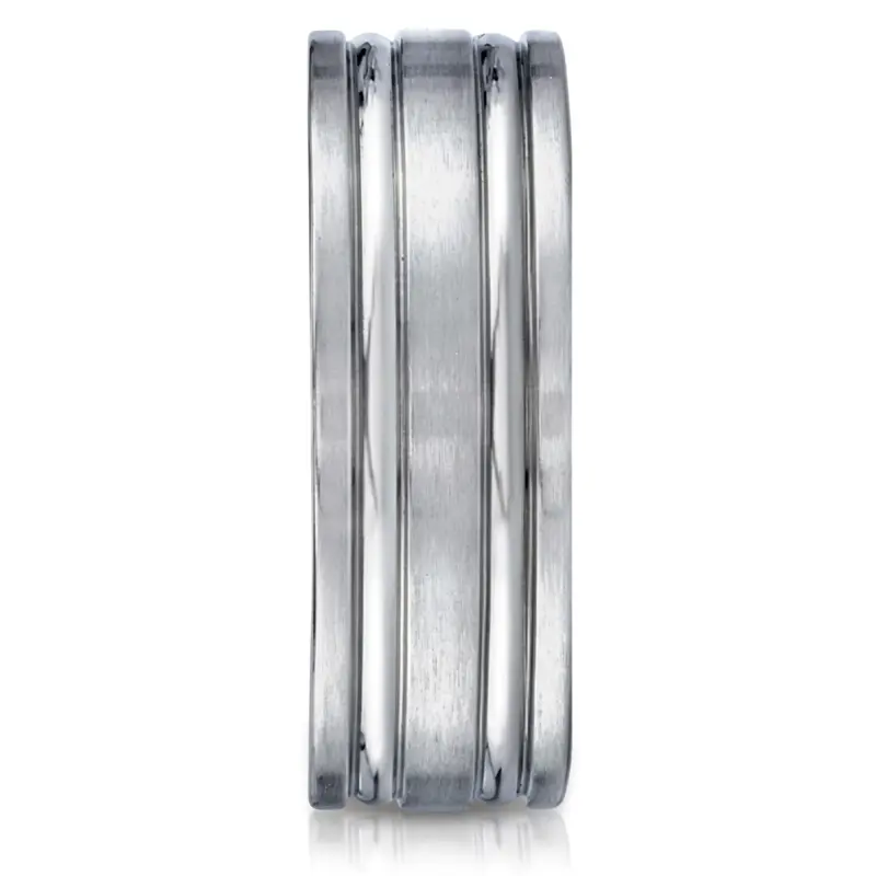 titanium Titanium 8mm Comfort-Fit Satin-Finished Concaved Cuts Design Ring - alternate view 2