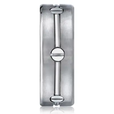 titanium Titanium 8mm Comfort-Fit Satin-Finished Screw-Design Ring - alternate view 2 thumbnail