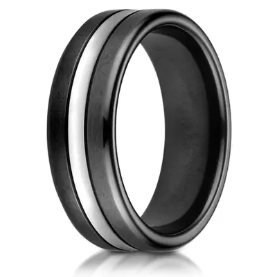 Cobaltchrome™ 7.5mm Comfort-Fit Blackened-Satin with a high polish center cut - view 1 of 2