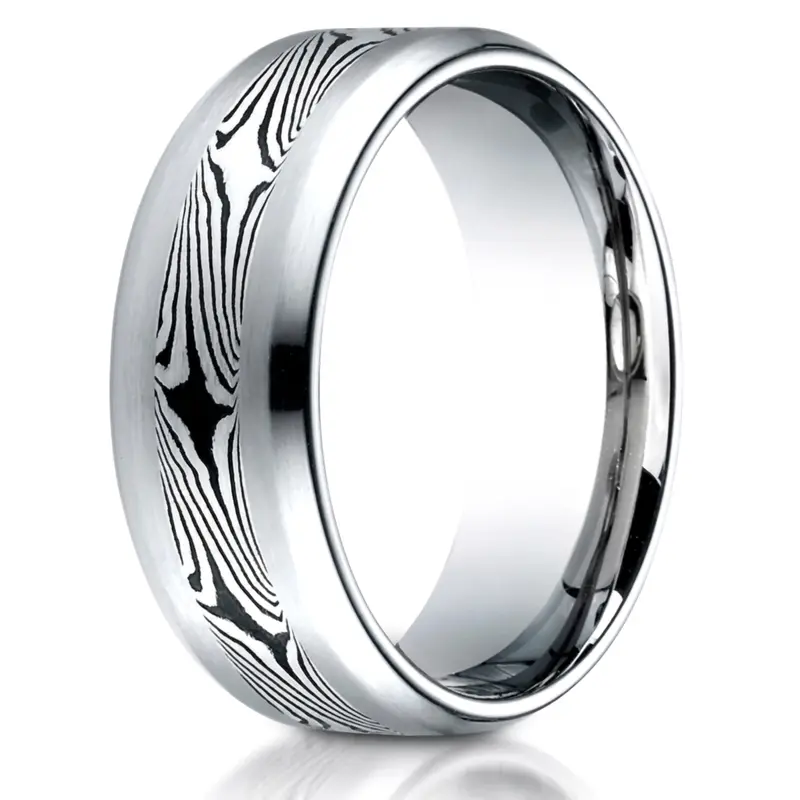 cobalt chrome Cobaltchrome™ 8.0 Comfort-Fit Satin-Mokume Design Ring - main view