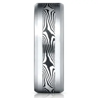 Cobaltchrome™ 8.0 Comfort-Fit Satin-Mokume Design Ring - view 2 of 2