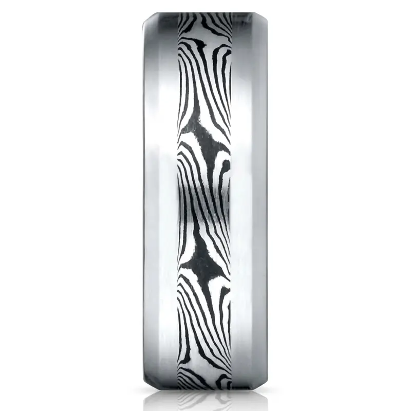 cobalt chrome Cobaltchrome™ 8.0 Comfort-Fit Satin-Mokume Design Ring - alternate view 2
