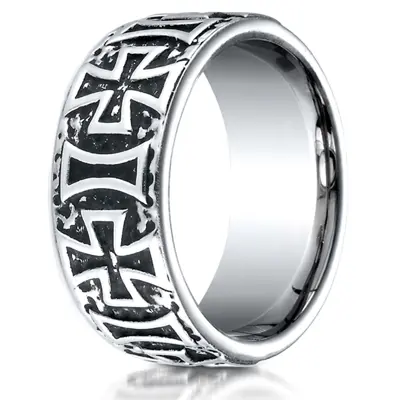 Cobaltchrome™ 9mm Comfort-Fit Maltese Cross Design Ring - view 1 of 2
