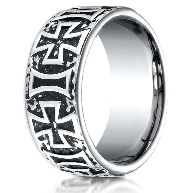 cobalt chrome Cobaltchrome™ 9mm Comfort-Fit Maltese Cross Design Ring - main view