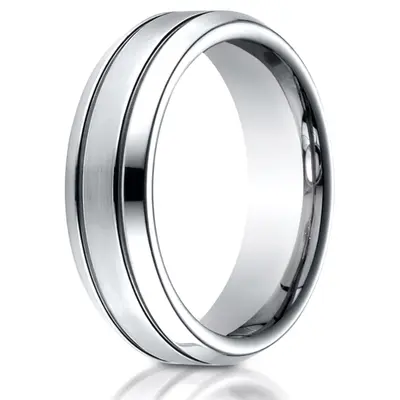 Cobaltchrome™ 7.0mm Comfort-Fit Satin-Finished Blackened Design Ring - view 1 of 2