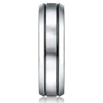 Cobaltchrome™ 7.0mm Comfort-Fit Satin-Finished Blackened Design Ring - view 2 of 2