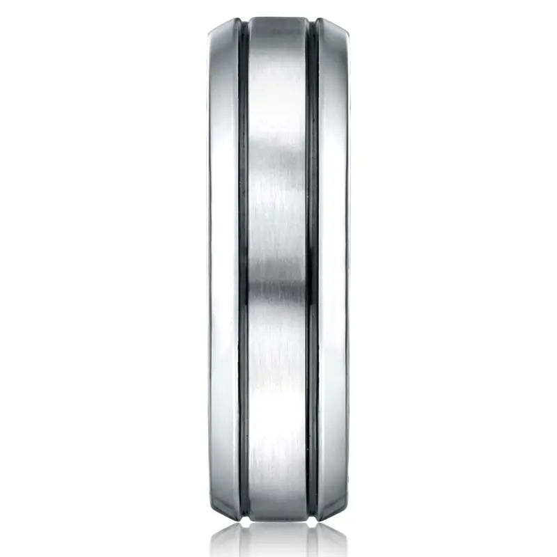 cobalt chrome Cobaltchrome™ 7.0mm Comfort-Fit Satin-Finished Blackened Design Ring - alternate view 2
