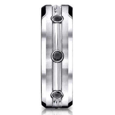 Cobaltchrome™ 7.5mm Comfort-Fit  3-Stone Black Diamond Design Ring (.20ct) - view 2 of 2