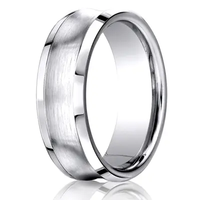 Cobaltchrome™ 7.5mm Comfort-Fit Satin-Finished Concave Design Ring - view 1 of 2