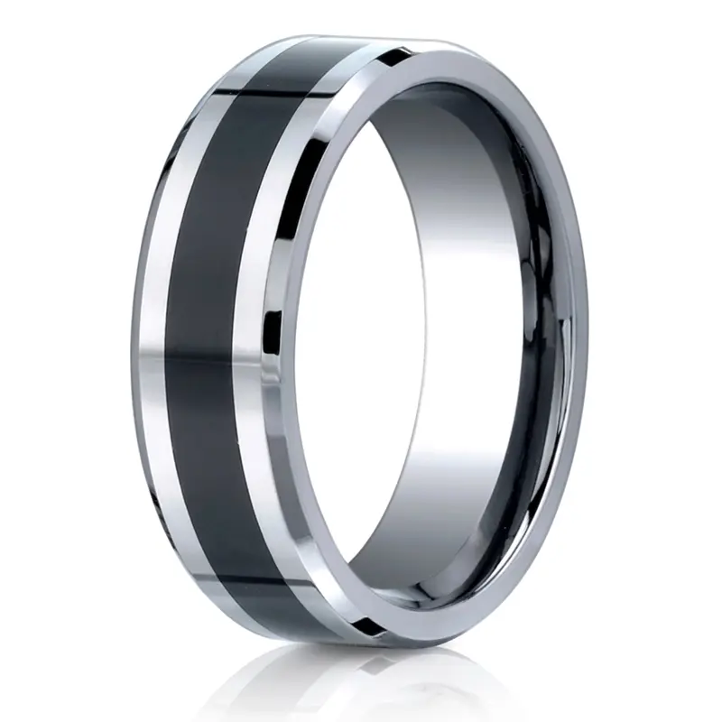 cobalt chrome Cobaltchrome™7mm Comfort-Fit Ceramic Inlay Design Ring - main view
