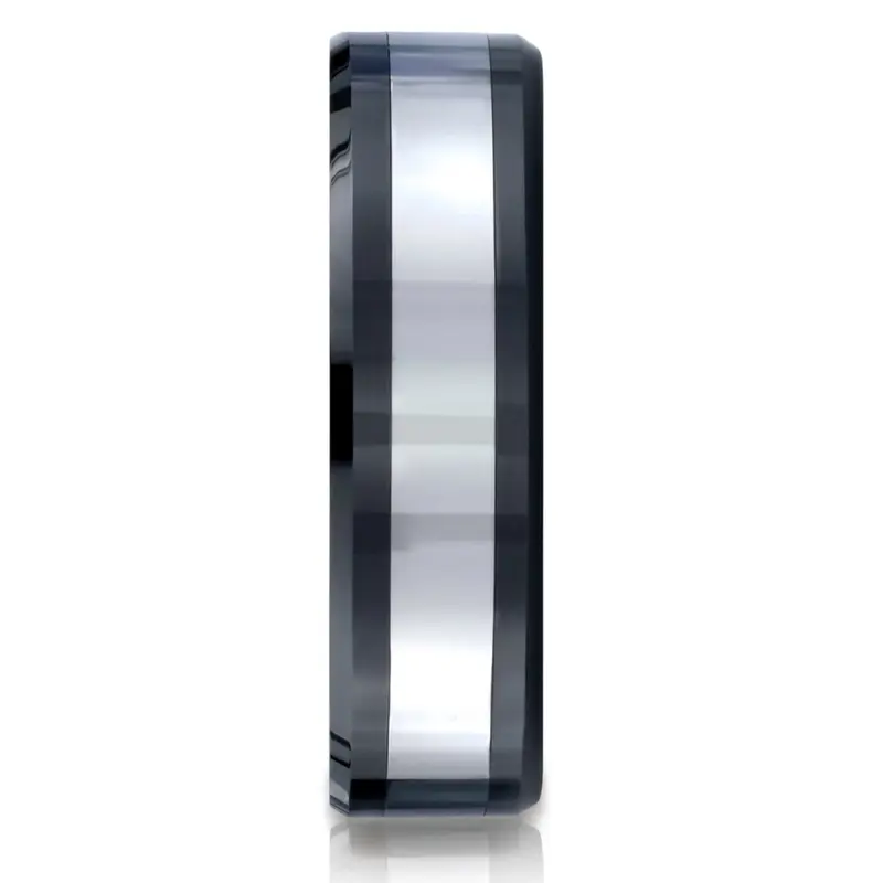 cobalt chrome Cobaltchrome™7mm Comfort-Fit Ceramic Beveled Edge Design Ring - alternate view 2