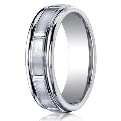 Cobaltchrome™ 7mm Comfort-Fit Satin-Finished Round Edge Design Ring - view 1 of 2