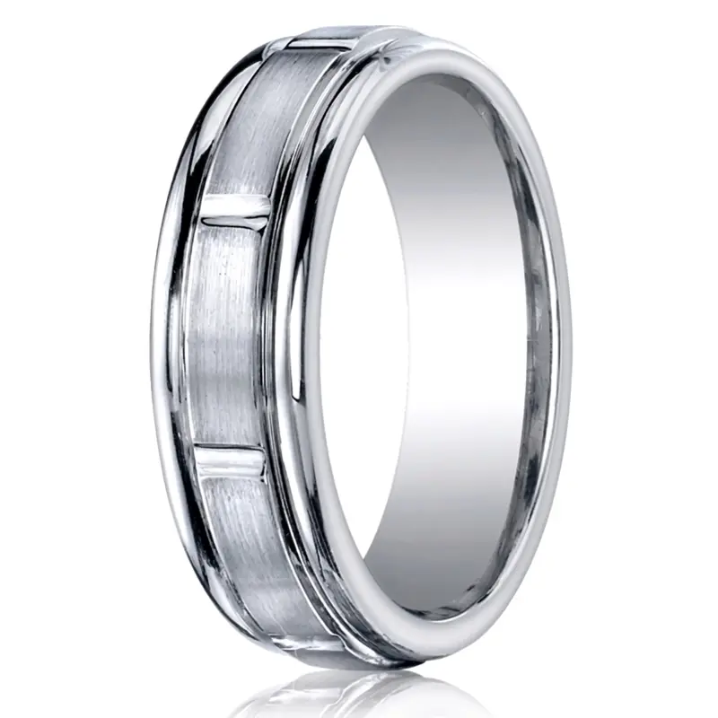 cobalt chrome Cobaltchrome™ 7mm Comfort-Fit Satin-Finished Round Edge Design Ring - main view