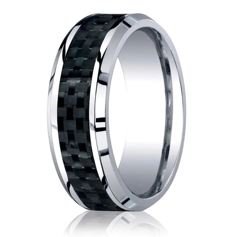 cobalt chrome Cobaltchrome™ 8mm Comfort-Fit Carbon Fiber Inlay Design Ring - main view