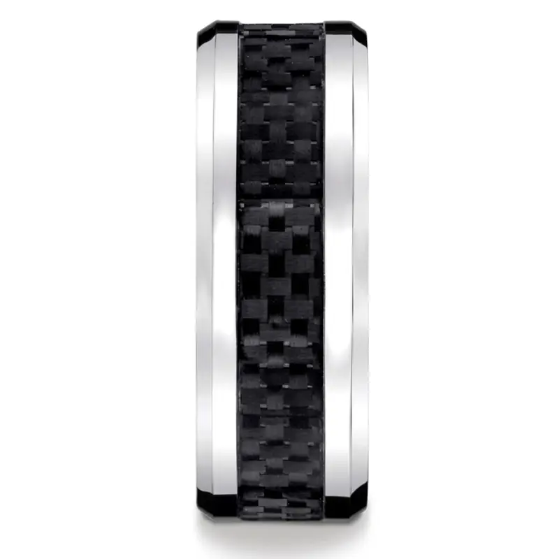 cobalt chrome Cobaltchrome™ 8mm Comfort-Fit Carbon Fiber Inlay Design Ring - alternate view 2