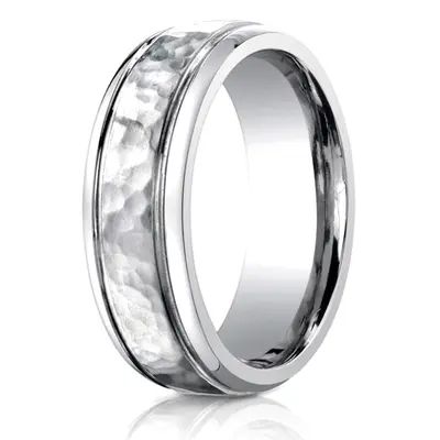 Cobaltchrome™ 7mm Comfort-Fit Hammered-Finished Design Ring - view 1 of 2