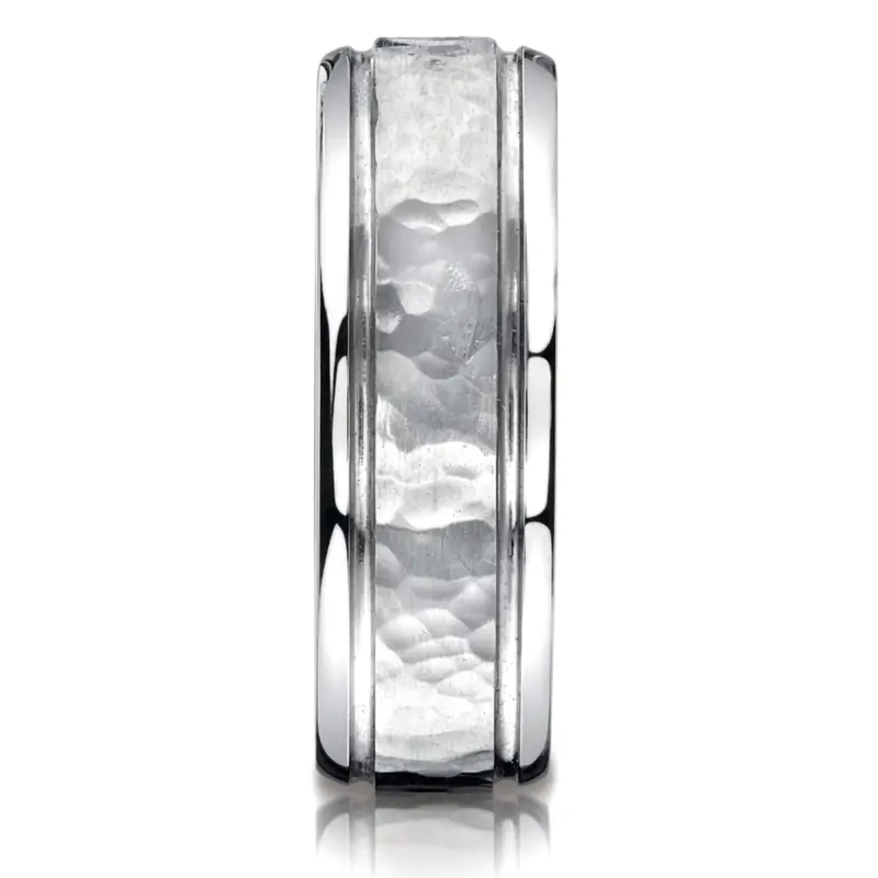 cobalt chrome Cobaltchrome™ 7mm Comfort-Fit Hammered-Finished Design Ring - alternate view 2