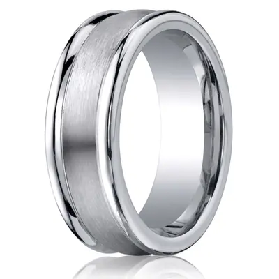 Cobaltchrome™ 8mm Comfort-Fit Satin-Finished Round Edge Design Ring - view 1 of 2