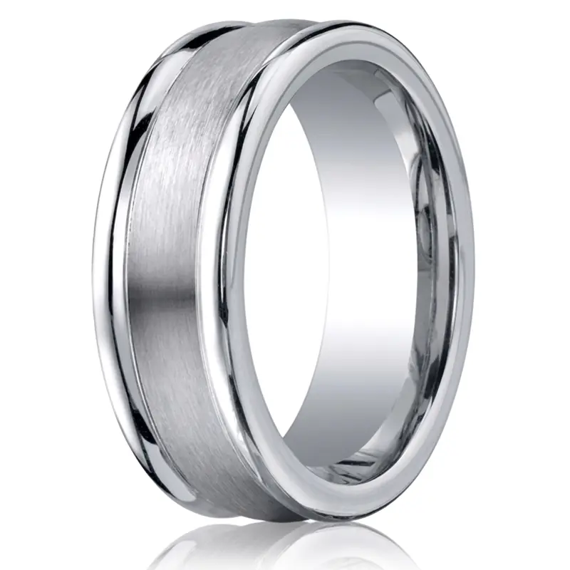 cobalt chrome Cobaltchrome™ 8mm Comfort-Fit Satin-Finished Round Edge Design Ring - main view