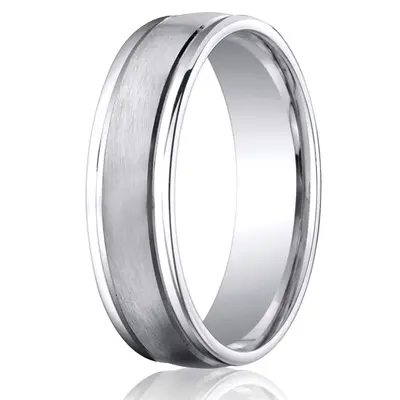 Cobaltchrome™ 6mm Comfort-Fit Satin-Finished Round Edge Design Ring - view 1 of 2
