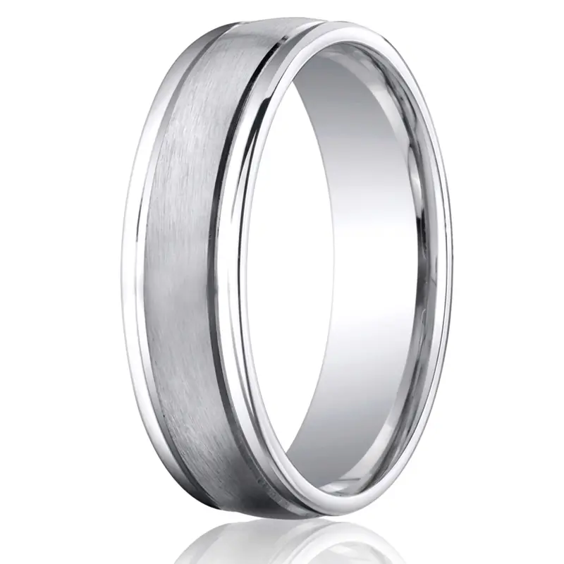 cobalt chrome Cobaltchrome™ 6mm Comfort-Fit Satin-Finished Round Edge Design Ring - main view