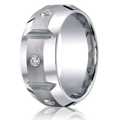 Cobaltchrome™ 10mm Comfort-Fit 3-Stone Diamond Design Ring (.20ct) - view 1 of 2