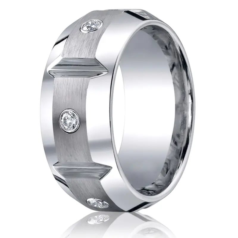 cobalt chrome Cobaltchrome™ 10mm Comfort-Fit 3-Stone Diamond Design Ring (.20ct) - main view