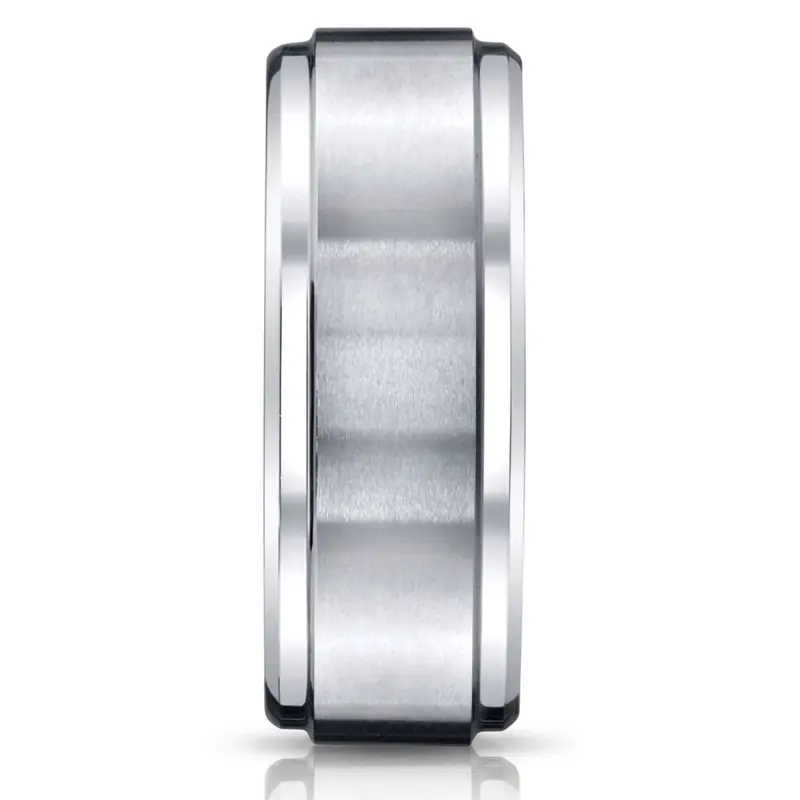 cobalt chrome Cobaltchrome™ 9mm Comfort-Fit Satin-Finished Stair-Step Edge Design Ring - alternate view 2