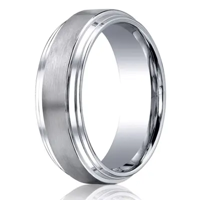 Cobaltchrome™ 8mm Comfort-Fit Satin-Finished Double Edge Design Ring - view 1 of 2