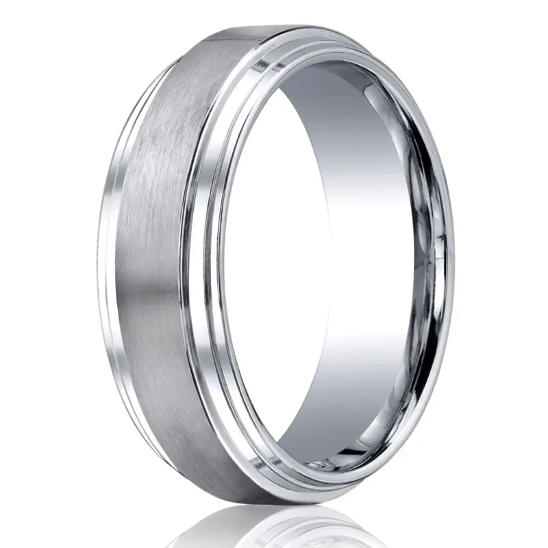 cobalt chrome Cobaltchrome™ 8mm Comfort-Fit Satin-Finished Double Edge Design Ring - main view