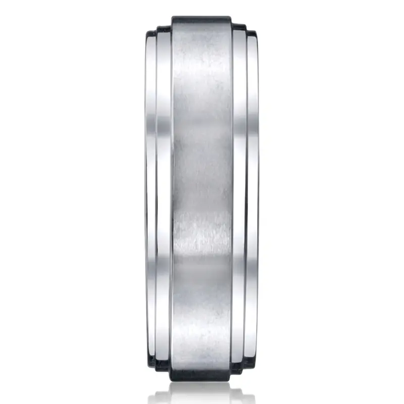cobalt chrome Cobaltchrome™ 8mm Comfort-Fit Satin-Finished Double Edge Design Ring - alternate view 2